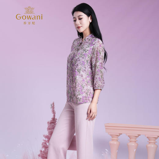 乔万尼新品悠然假日宽松碎花短袖上衣ED2C533 商品图3