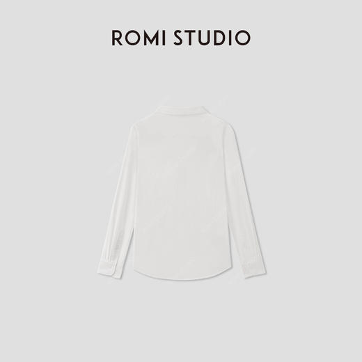 ROMI STUDIO 100%匹马棉轻柔舒适宽松V领白色针织衬衫 RWCSST3285 商品图1