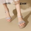 ZHR则则水钻坡跟凉鞋2025新款一字带厚底女鞋法式洋气凉鞋ins气质 商品缩略图1