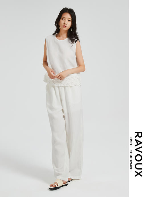 272049927荷叶下摆麻料上衣 商品图2