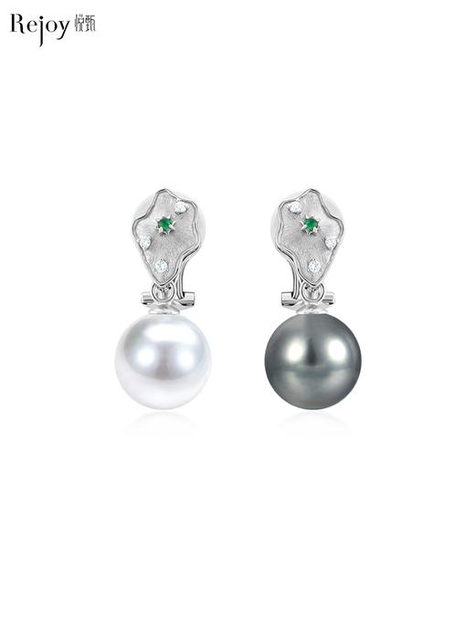 【天猫同款】悦甄 两戴款18K金钻石绿宝石耳夹9-10mm 雪盈 商品图0