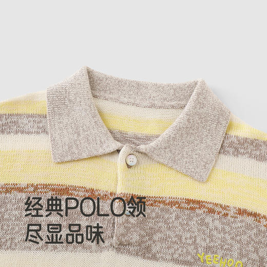 英氏儿童毛衣套头衫男童长袖保暖毛衣秋冬百搭中大童POLO针织衫 商品图2