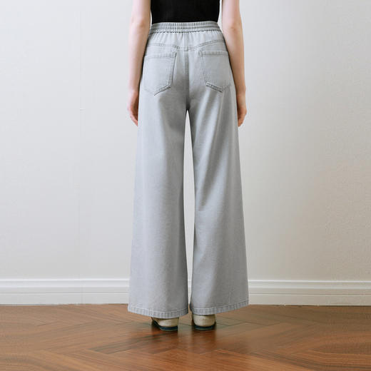 【商场同款】诗凡黎诗凡黎灰色阔腿牛仔裤2025夏新款休闲长裤3G4250701 商品图4