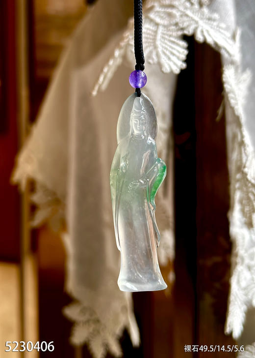 5230406，高冰近玻璃飘翠观音裸石。具体价格微信咨询 商品图0