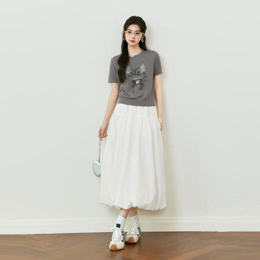 【商场同款】诗凡黎【萌宠系列】诗凡黎莱赛尔短袖针织衫2025夏猫咪小上衣3G4630881 商品图1