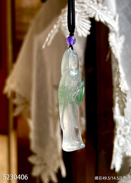 5230406，高冰近玻璃飘翠观音裸石。具体价格微信咨询 商品图2