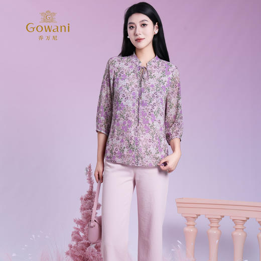 乔万尼新品悠然假日宽松碎花短袖上衣ED2C533 商品图1