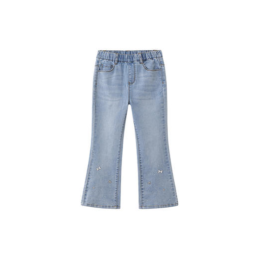 英氏儿童牛仔裤秋季新款女童微喇休闲百搭修身裤子喇叭裤长裤 商品图4