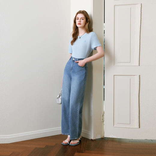 【商场同款】诗凡黎诗凡黎天丝面膜T恤2025夏新款百搭上衣女3G5200361 商品图1