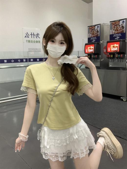 <曾小咸推荐>  蕾丝袖边拼接纯棉短袖T 日常109/件 活动价79.99/件！！ 商品图11
