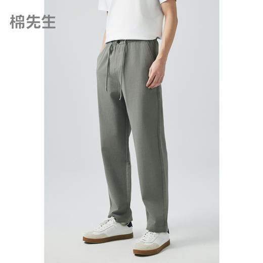 棉仓362818024-重磅亚麻松紧腰宽松直筒裤 商品图0