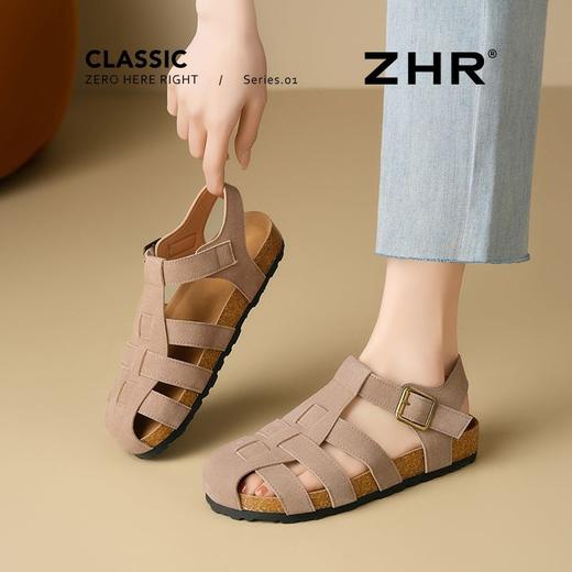 ZHR则则平底镂空透气罗马凉鞋女夏季新款复古外出凉拖编织猪笼鞋 商品图1