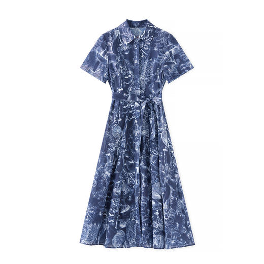 「高货wl」全新升级【铂金会员367/天猫489/差价122】(10204)洛诗琳通勤气质翻领印花连衣裙2025夏季新款度假风衬衫裙 商品图3