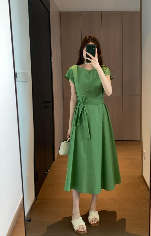 LP同款立体剪裁高支高密100棉府绸小飞袖净版OL通勤连衣裙 商品图4