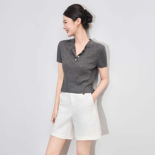 「高货wl」全新升级【铂金会员183/天猫239/差价56】(10328)洛诗琳通勤Polo领短袖上衣2025夏季超细天丝亚麻针织衫 商品图1