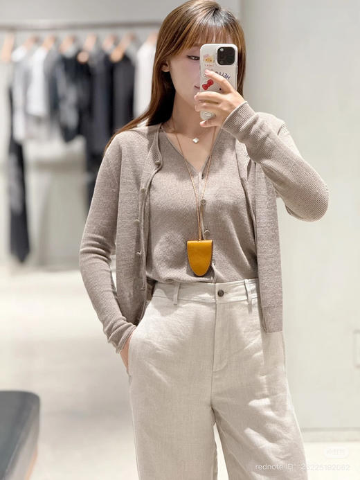 625-6 排他性独家圆正 小禾 核桃色 进口亚麻 针织背心 针织开衫 胖瓜穿L 商品图14