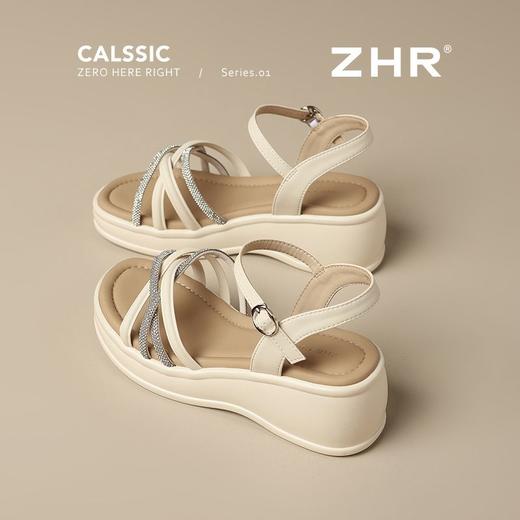 ZHR时尚水钻坡跟凉鞋2025新款夏季洋气ins高级爆款增高厚底凉鞋女 商品图2