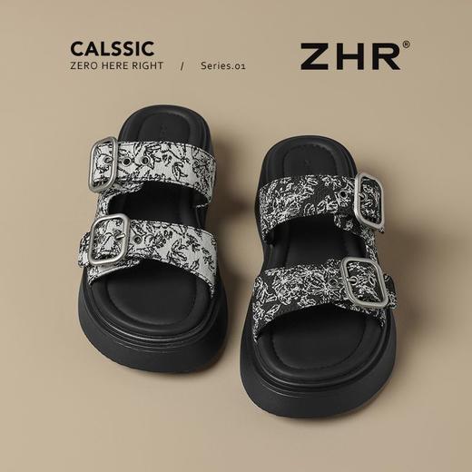 ZHR厚底拖鞋女2025夏季新款新中式国潮外穿一字拖配裙休闲沙滩鞋 商品图6