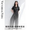VICTORIA&VERA夏季“蓝拓纪元”系列复古休闲仿牛仔明线外套显瘦阔腿裤套装 商品缩略图0