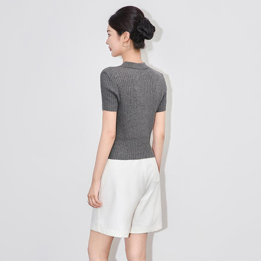 「高货wl」全新升级【铂金会员183/天猫239/差价56】(10328)洛诗琳通勤Polo领短袖上衣2025夏季超细天丝亚麻针织衫 商品图3