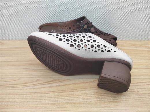 豪行夏季新款23292301真皮休闲中跟女凉鞋拖鞋凉拖 商品图4