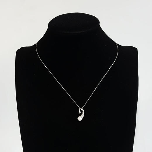 【天然正品】PT900镶钻镶号角造型天然约7.0MM近圆珍珠吊坠项链白色女士160525NJM51现售价：980特价 商品图7