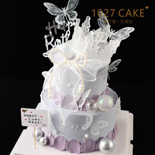 1027CAKE | 双层  紫色系 水晶皇冠蝴蝶蛋糕 商品图2