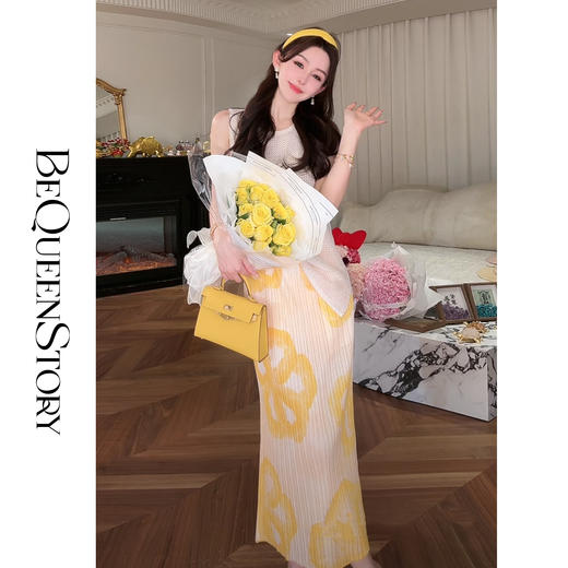 BeQueenStory【油画狂想曲】复古抗皱花卉印花松紧腰半身裙2025夏季 商品图2