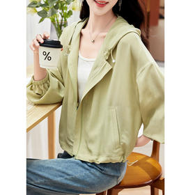 丁摩重磅真丝纯色气质短外套高级感休闲连帽桑蚕丝外套AL0129