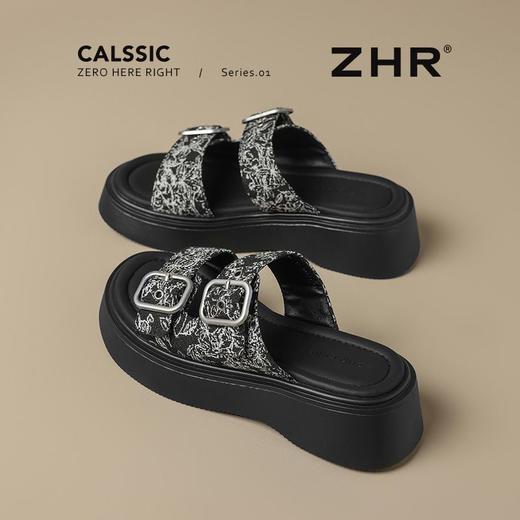 ZHR厚底拖鞋女2025夏季新款新中式国潮外穿一字拖配裙休闲沙滩鞋 商品图1