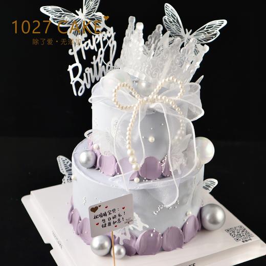 1027CAKE | 双层  紫色系 水晶皇冠蝴蝶蛋糕 商品图1
