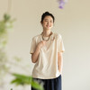牧衣游原创手工刺绣32支纯棉T恤女夏简约圆领文艺百搭短袖 三千界 商品缩略图0