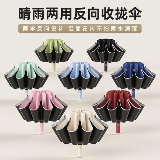 全自动10骨反向折叠晴雨伞 加宽伞面 反光条设计 抗风暴遮阳防晒两用伞 商品图5