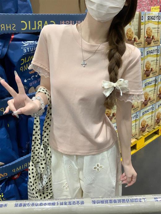 <曾小咸推荐>  蕾丝袖边拼接纯棉短袖T 日常109/件 活动价79.99/件！！ 商品图8