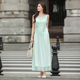 【林栖设计小店】【林栖推荐】（现货）2025年春夏新品绿色流苏无袖连衣裙背心裙N1953133