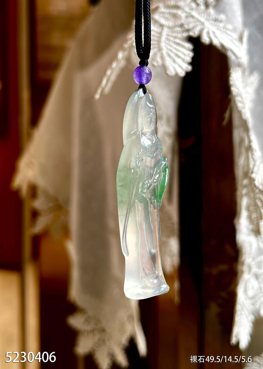 5230406，高冰近玻璃飘翠观音裸石。具体价格微信咨询 商品图3