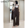尘衣｜25春夏复古乌木棕背带阔腿裤 商品缩略图0