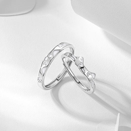 【夜光✨】卡蒂罗/KADER 宠爱发光情侣对戒 萌趣猫狗欢喜冤家俏皮可爱开口可调节素圈一对 极简ins风萌宠配饰 商品图9