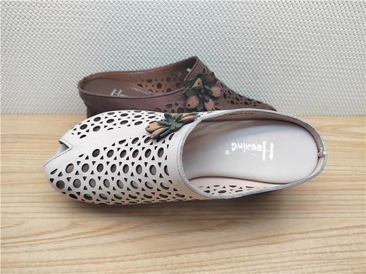 豪行夏季新款23292301真皮休闲中跟女凉鞋拖鞋凉拖 商品图2