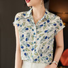 丁摩法式优雅真丝衬衫短袖印花气质桑蚕丝上衣小衫AL818 商品缩略图2