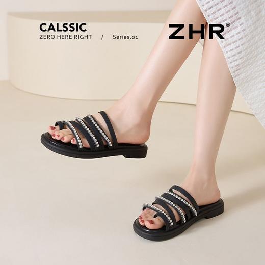ZHR则则水钻平底夹趾拖鞋女鞋2025夏季新款时髦洋气舒适透气鞋子 商品图7