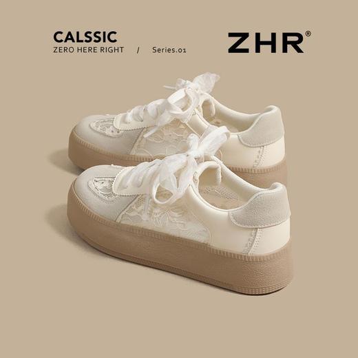 ZHR则则复古蕾丝德训鞋女2025新款花边百搭板鞋厚底增高休闲鞋女 商品图7