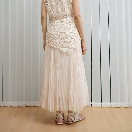 NEELLY纳俪商场同款夏季新款气质褶皱半身裙女百搭高腰灵动长裙N25071E01018 商品图1