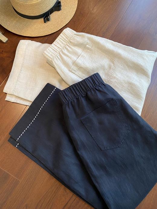 品质就在那，2025极简时髦天丝亚麻花边直筒休闲裤女夏款！ 商品图2