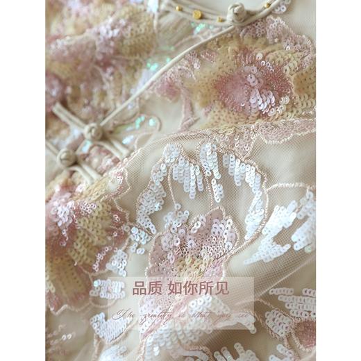 COCOBELLA亮片提花珠绣新中式盘扣上衣国风假两件外套SC3223 商品图4