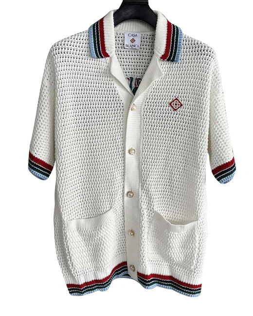 男款logo刺绣钩针针织衬衫 可配套装 商品图0