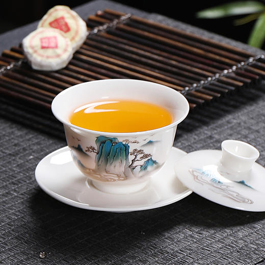 「温润细腻！五款可选」德化羊脂玉盖碗功夫陶瓷三才茶碗白瓷单个盖碗茶杯手工泡茶器餐饮用具 商品图3