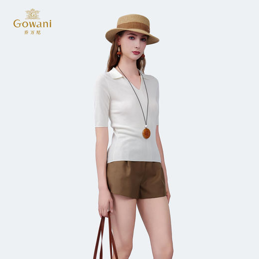 【四色可选】乔万尼新品老钱风舒适松弛感polo领上衣ED2M576 商品图3