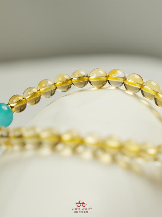 巧也【流萤禅】6mm黄水晶聚财增上配天河石银鎏金配饰手珠国风手串禅意风 商品图6