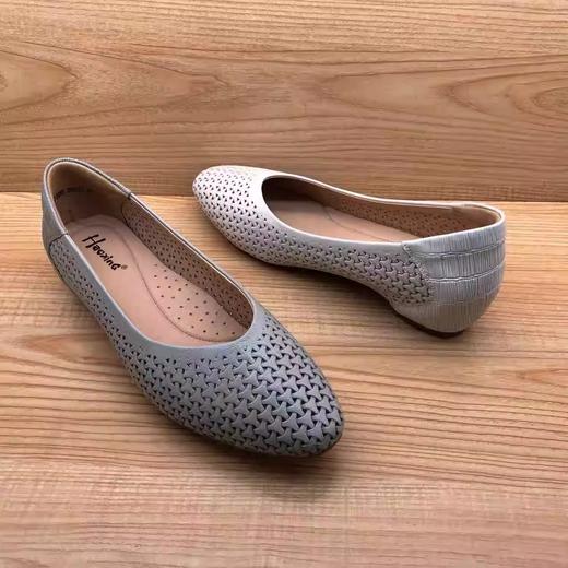 豪行2024年夏季新品时尚休闲真皮镂空浅口女单鞋24267589 商品图3